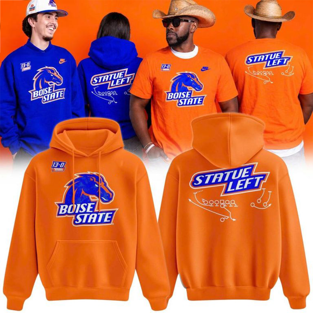 Boise State Broncos Merch 2026 Statue Left 13-0 Perfect Season Hoodie Football Related Gift 1 - Unicasport Boise State Broncos Merch 2026 Statue Left 13-0 Perfect Season Hoodie Football Related Gift