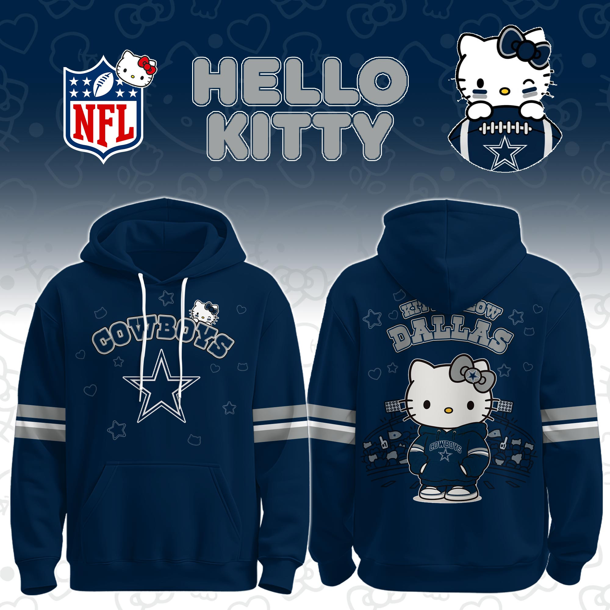 Dallas Cowboys x Hello Kitty Hoodie Cowboys Football Apparel Gift For Sports Lovers 1 - Unicasport Dallas Cowboys x Hello Kitty Hoodie Cowboys Football Apparel Gift For Sports Lovers