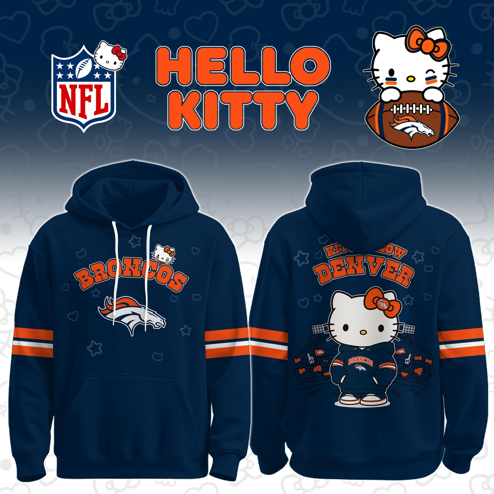 Denver Broncos x Hello Kitty Hoodie Broncos Football NFL Clothes Sportswear Gift 1 - Unicasport Denver Broncos x Hello Kitty Hoodie Broncos Football NFL Clothes Sportswear Gift