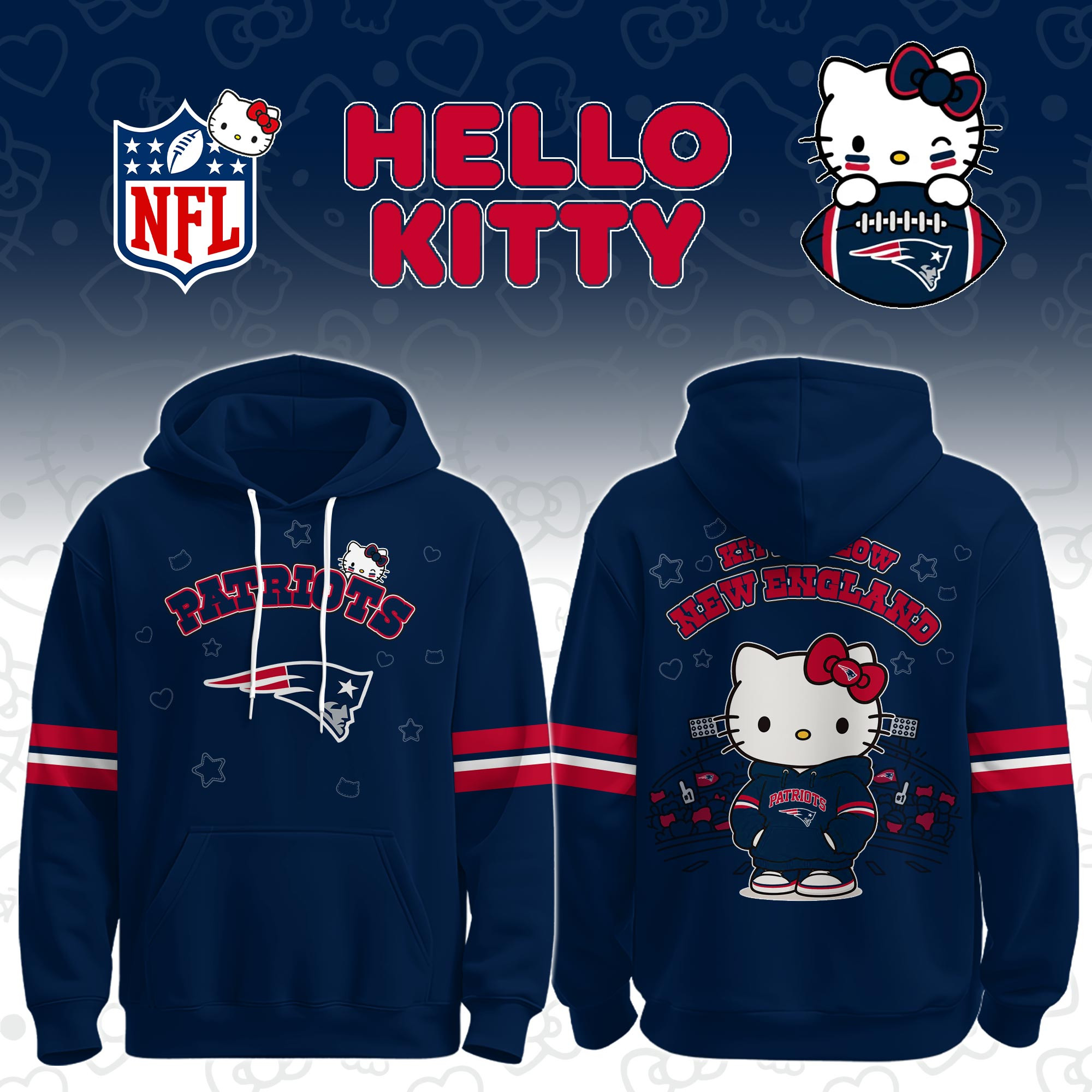 New England Patriots x Hello Kitty Hoodie Patriots Football Outfits Gifts For Husband 1 - Unicasport New England Patriots x Hello Kitty Hoodie Patriots Football Outfits Gifts For Husband