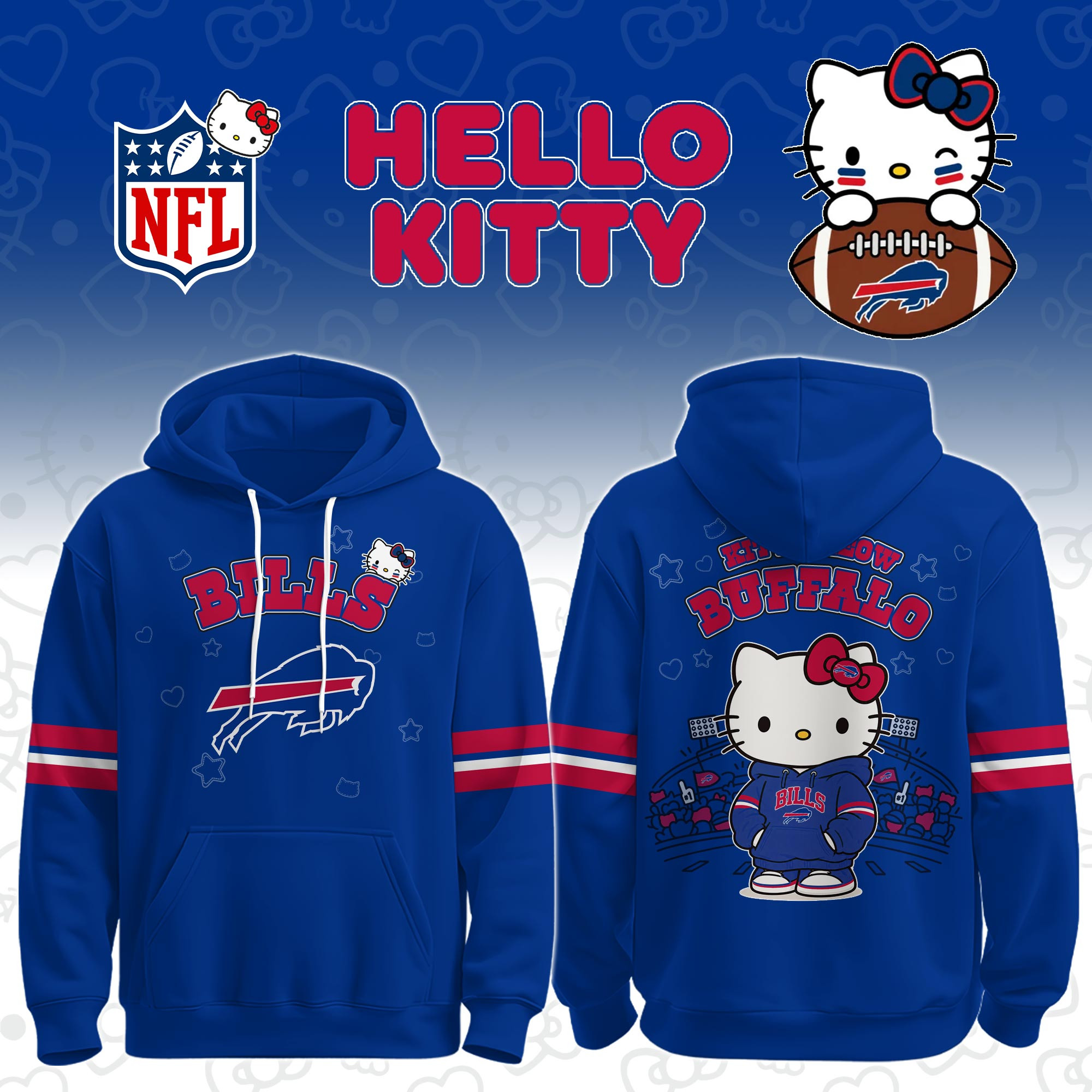 Buffalo Bills x Hello Kitty Hoodie Bills Football NFL Gear Sports Fans Gifts 1 - Unicasport Buffalo Bills x Hello Kitty Hoodie Bills Football NFL Gear Sports Fans Gifts