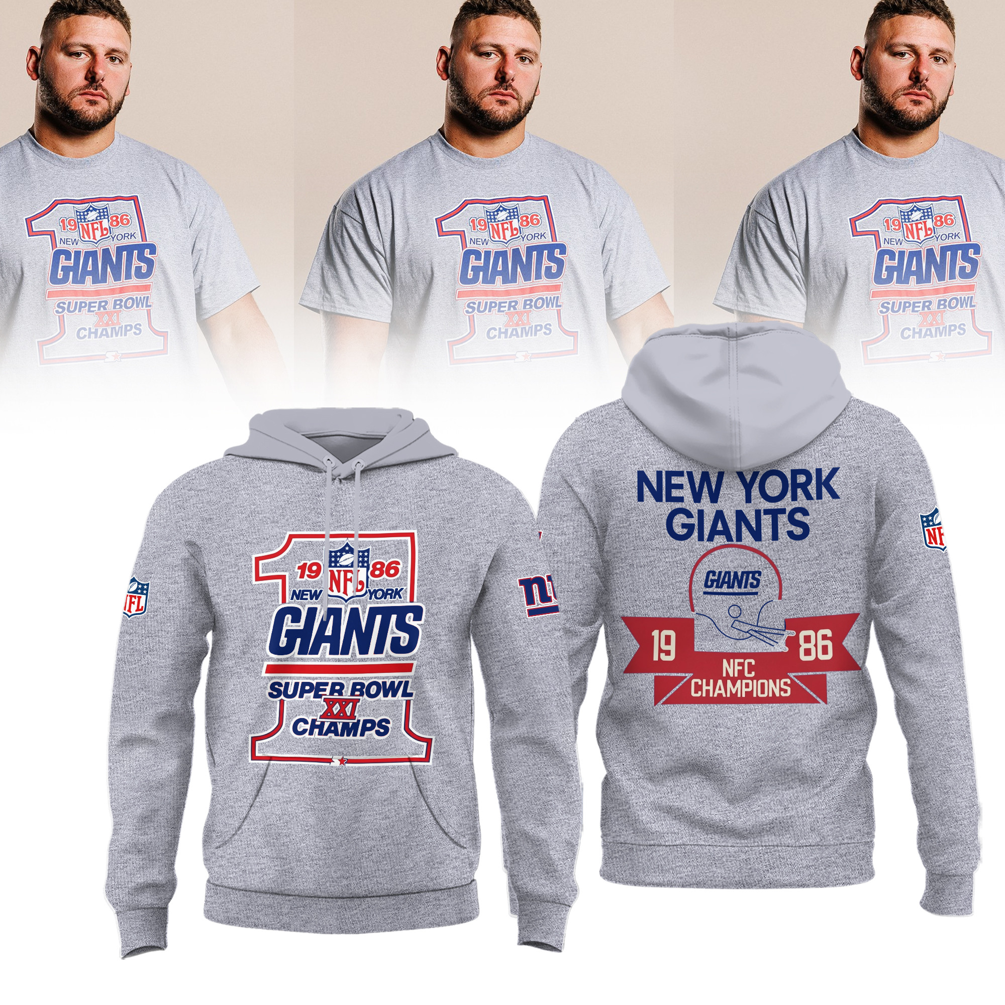 New York Giants Merch Super Bowl Champions 1986 Hoodie Football Fan Gear