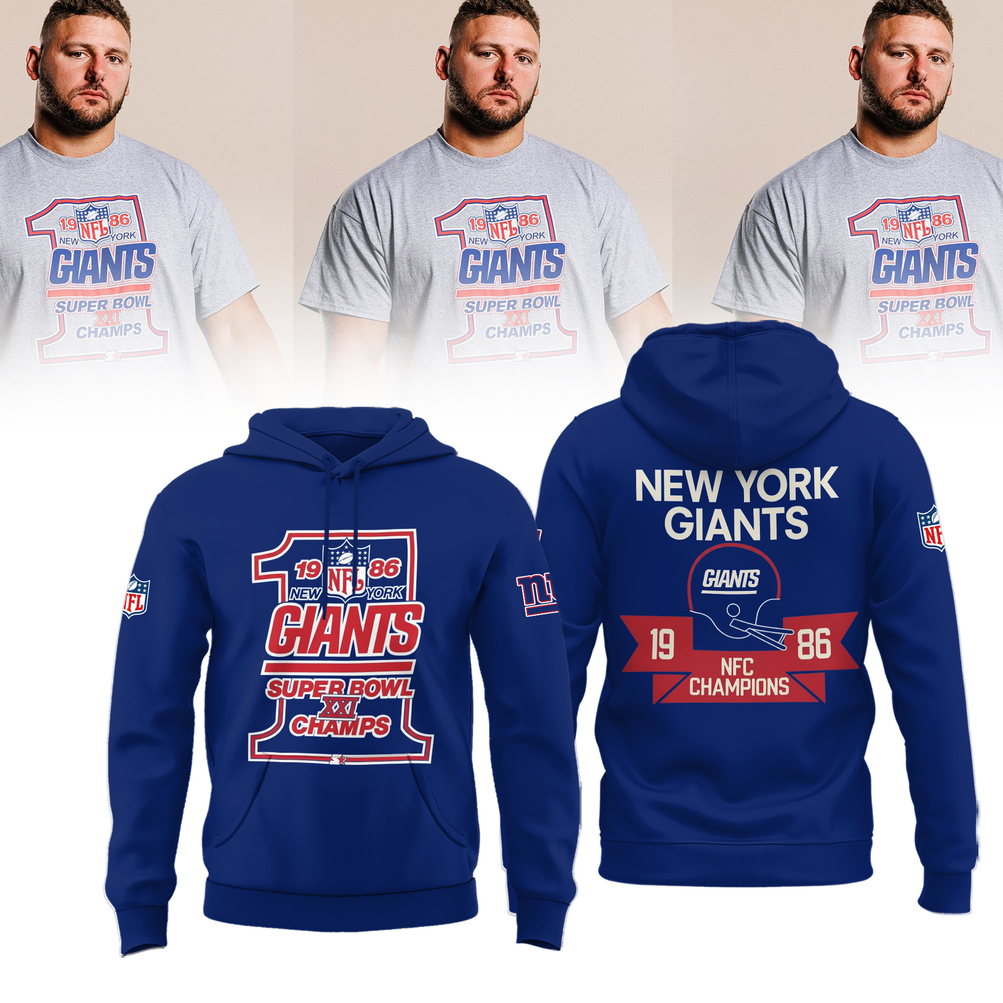 New York Giants Merch Super Bowl Champions 1986 Hoodie NY Giants Apparel 1 - Unicasport New York Giants Merch Super Bowl Champions 1986 Hoodie NY Giants Apparel