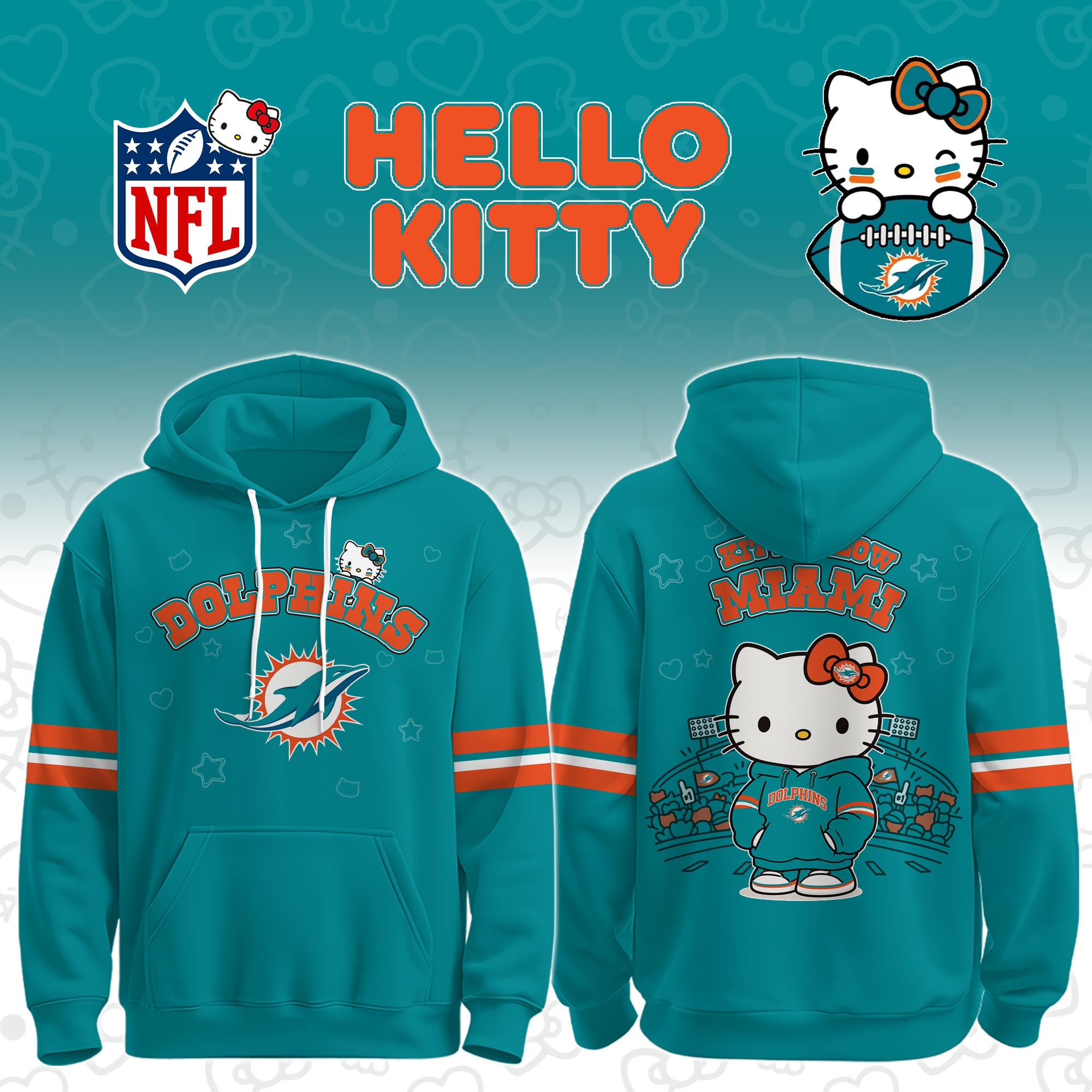 Miami Dolphins x Hello Kitty Hoodie Dolphins Gameday Clothes Dolphins Pride Gifts 1 - Unicasport Miami Dolphins x Hello Kitty Hoodie Dolphins Gameday Clothes Dolphins Pride Gifts