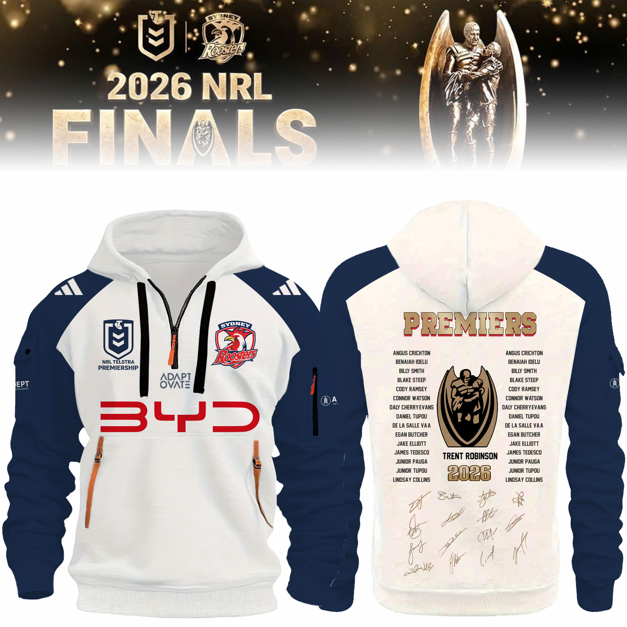 Sydney Roosters Merch 2026 NRL Premiers Signed Half Zip Hoodie Rugby Lover Presents 1 - Unicasport Sydney Roosters Merch 2026 NRL Premiers Signed Half Zip Hoodie Rugby Lover Presents
