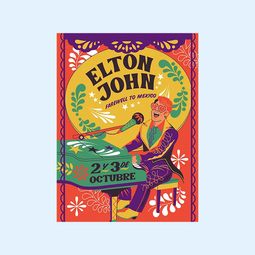 Elton John Merch 2026 Farewell To Mexico Event Poster Gifts For Concert Lovers