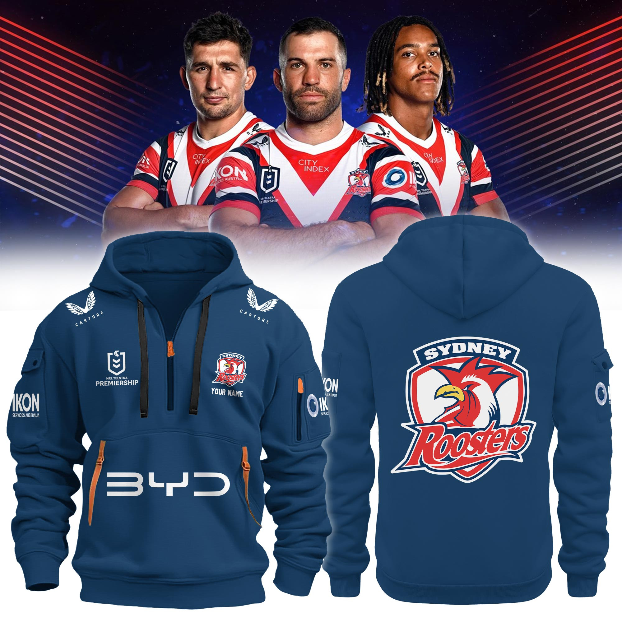 Custom Sydney Roosters NRL 2026 Premiers Half Zip Hoodie Sydney Roosters Gear Gift For Fans 1 - Unicasport Custom Sydney Roosters NRL 2026 Premiers Half Zip Hoodie Sydney Roosters Gear Gift For Fans