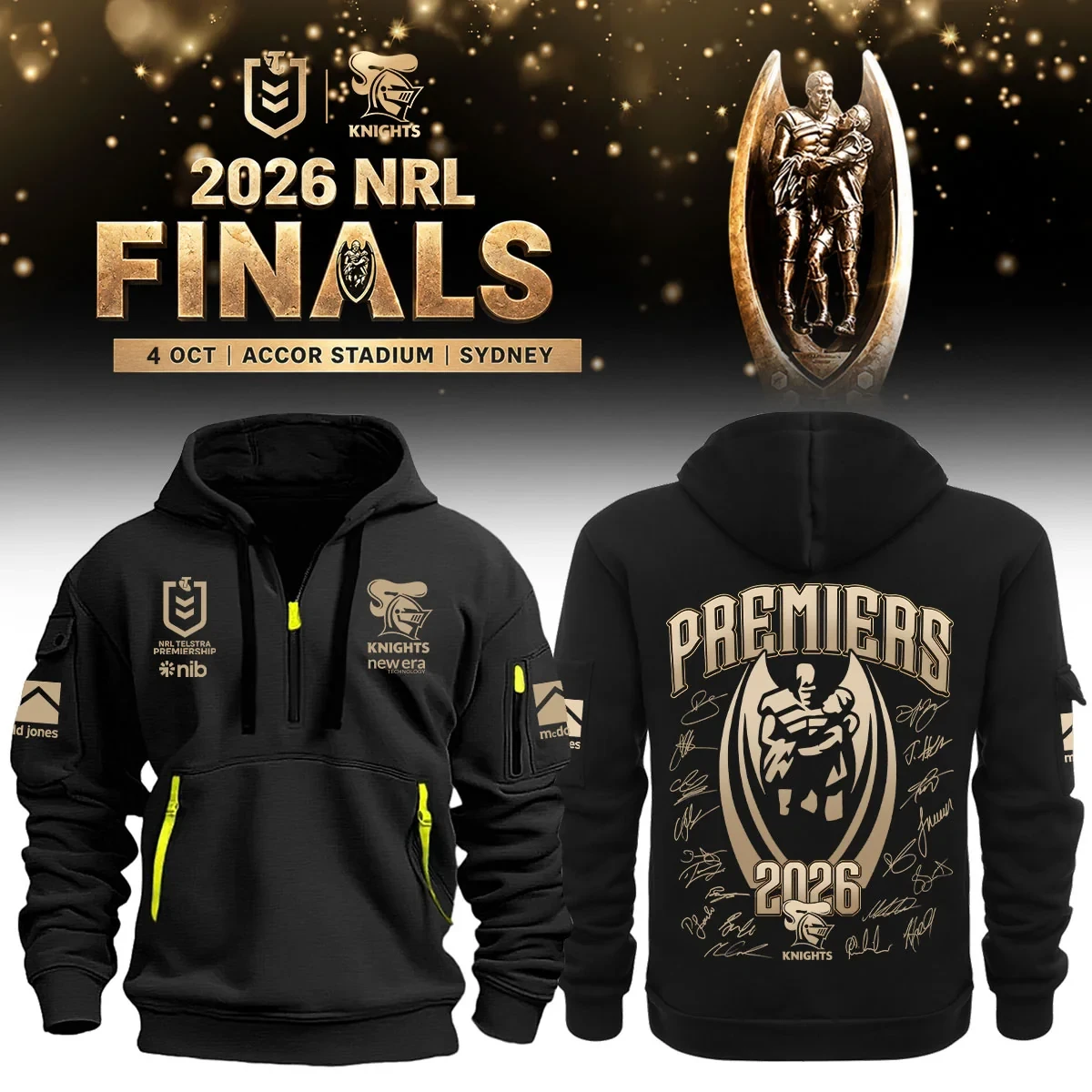 Newcastle Knights 2026 NRL Premiers Half Zip Hoodie Cool Gifts For Rugby Lovers 1 - Unicasport Newcastle Knights 2026 NRL Premiers Half Zip Hoodie Cool Gifts For Rugby Lovers