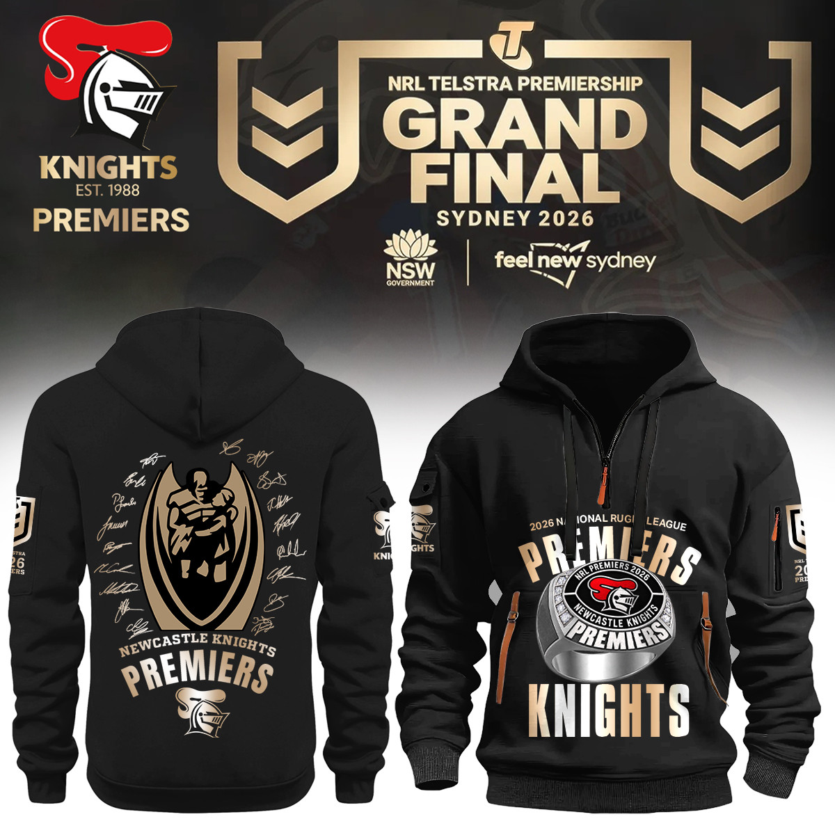 Newcastle Knights 2026 NRL Premiers Half Zip Hoodie Newcastle Knights Apparel Best Gift For Fans 1 - Unicasport Newcastle Knights 2026 NRL Premiers Half Zip Hoodie Newcastle Knights Apparel Best Gift For Fans