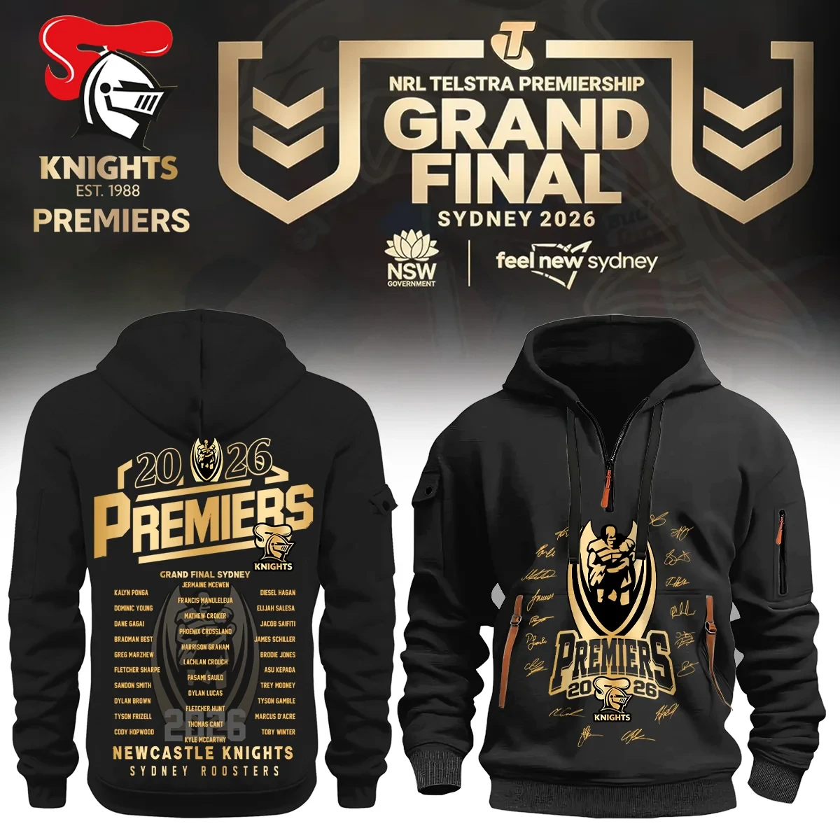 Newcastle Knights 2026 NRL Premiers Half Zip Hoodie Newcastle Knights Apparel Presents For Sports Fans 1 - Unicasport Newcastle Knights 2026 NRL Premiers Half Zip Hoodie Newcastle Knights Apparel Presents For Sports Fans