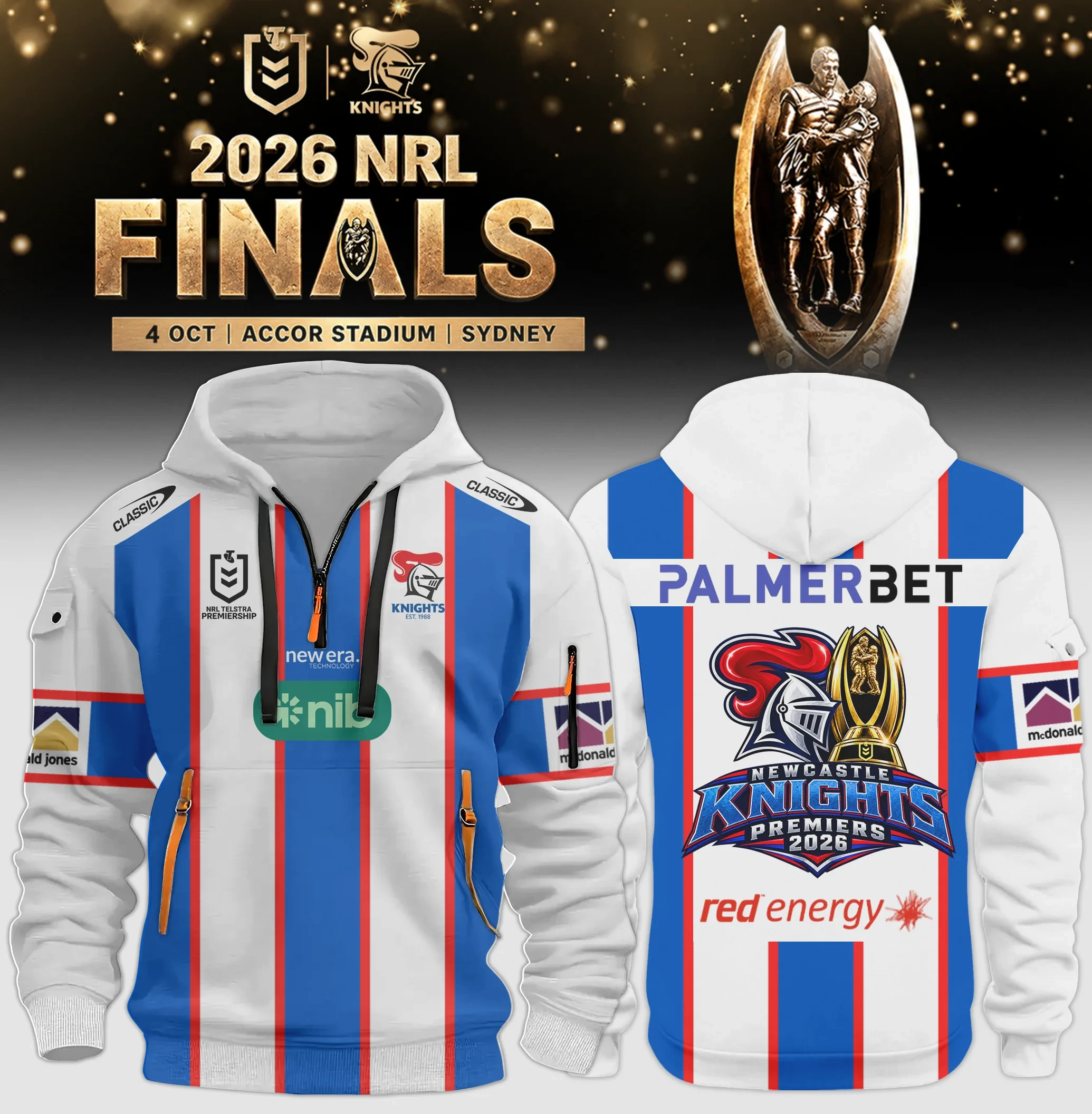 Newcastle Knights 2026 NRL Premiers Half Zip Hoodie Newcastle Knights Apparel Rugby Fan Gear 1 - Unicasport Newcastle Knights 2026 NRL Premiers Half Zip Hoodie Newcastle Knights Apparel Rugby Fan Gear