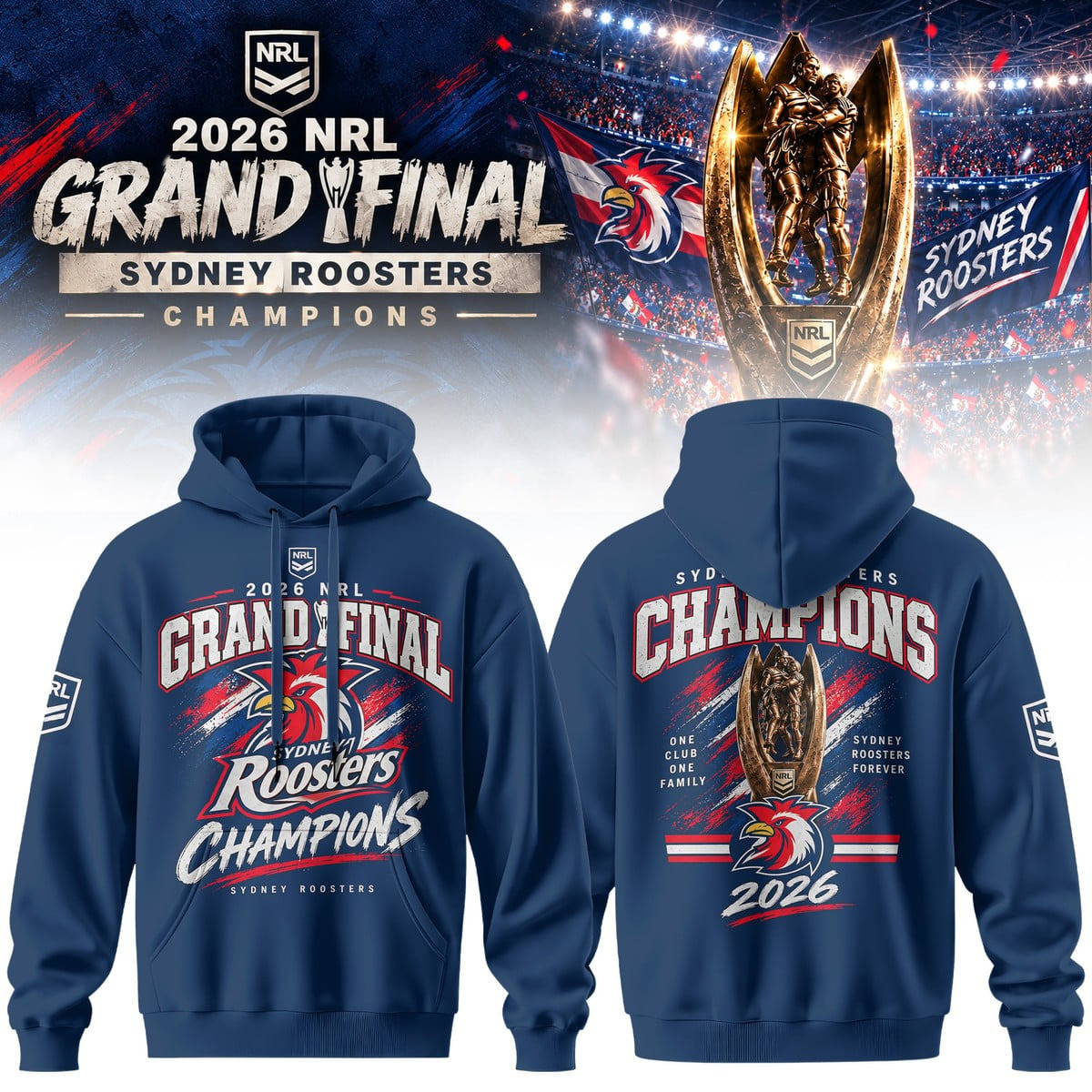 Sydney Roosters Merch Hoodie 2026 NRL Telstra Premiership Champions Best Gift For NRL Fans 1 - Unicasport Sydney Roosters Merch Hoodie 2026 NRL Telstra Premiership Champions Best Gift For NRL Fans