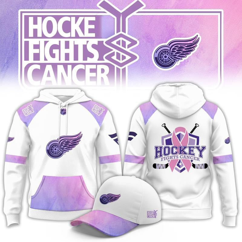 Detroit Red Wings Merch Hockey Fights Cancer 2026 Hoodie Perfect Hockey Lover Gift 1 - Unicasport Detroit Red Wings Merch Hockey Fights Cancer 2026 Hoodie Perfect Hockey Lover Gift