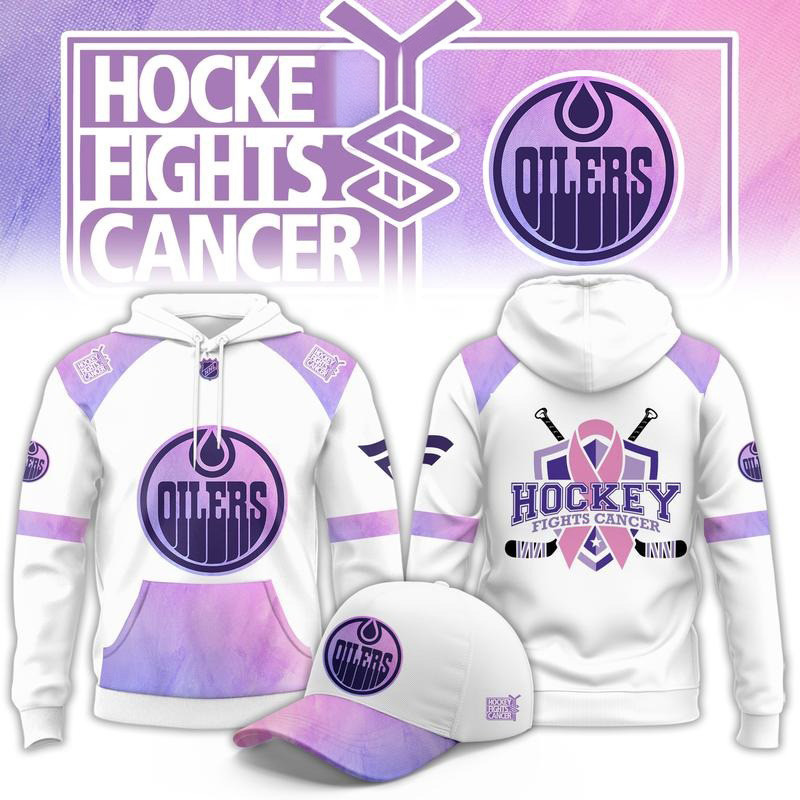 Edmonton Oilers Merch Hockey Fights Cancer 2026 Hoodie Perfect Hockey Lover Gift