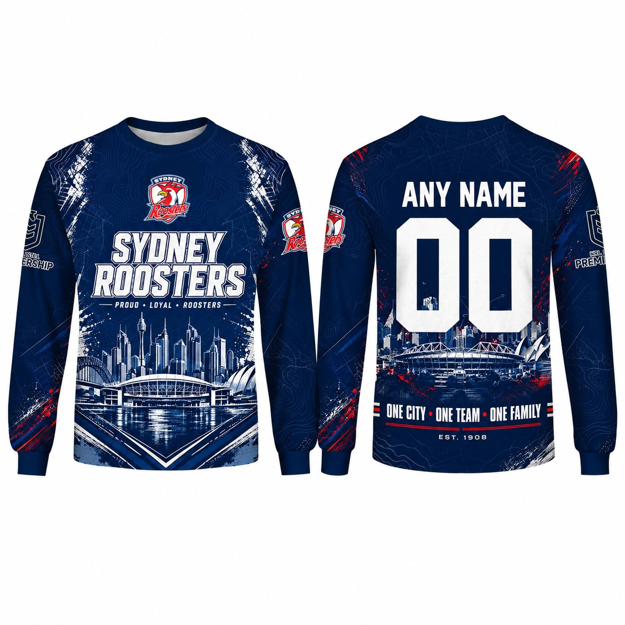 Sydney Roosters Merch Long Sleeve Shirt 2026 NRL Telstra Premiership Gift For NRL Fans