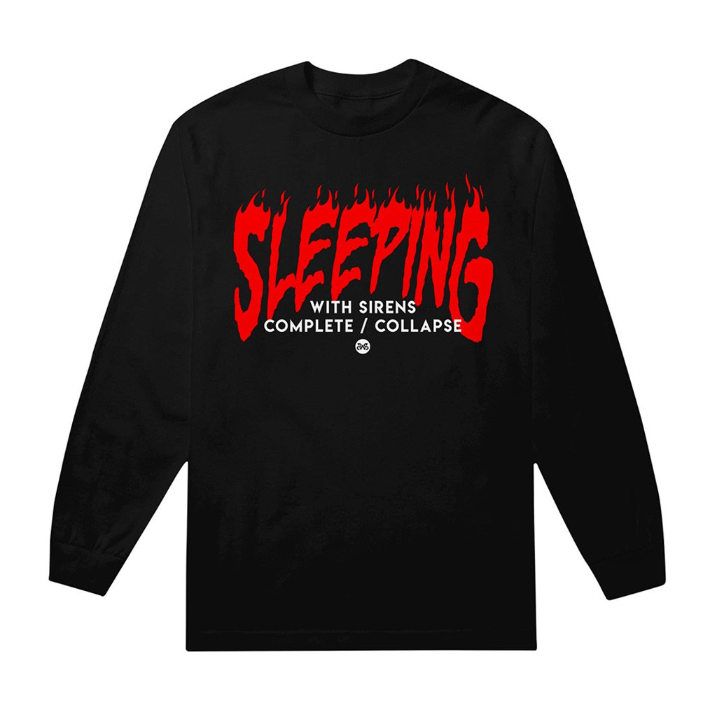 Sleeping With Sirens Merch Flames Black Long Sleeve Shirt Perfect Gift For Post-Hardcore Lover