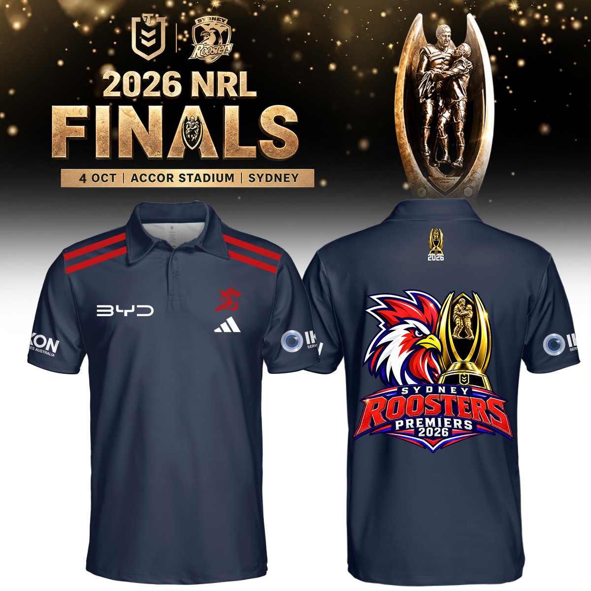 Sydney Roosters Merch 2026 NRL Premiers Polo Shirt 2026 NRL Finals Shirt Gifts For Fans