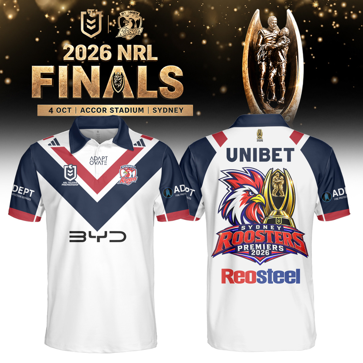 Sydney Roosters NRL 2026 Premiers Polo Shirt Sydney Roosters Clothing Unique Gift Ideas