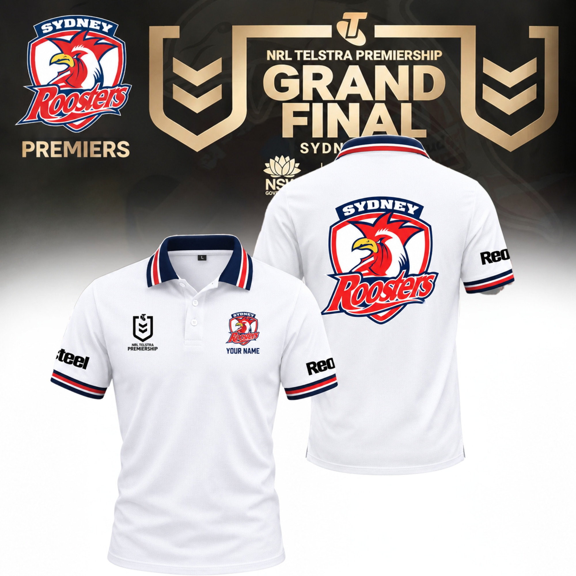 Sydney Roosters 2026 NRL Premiers Polo Shirt Sydney Roosters Apparel Presents For Husband