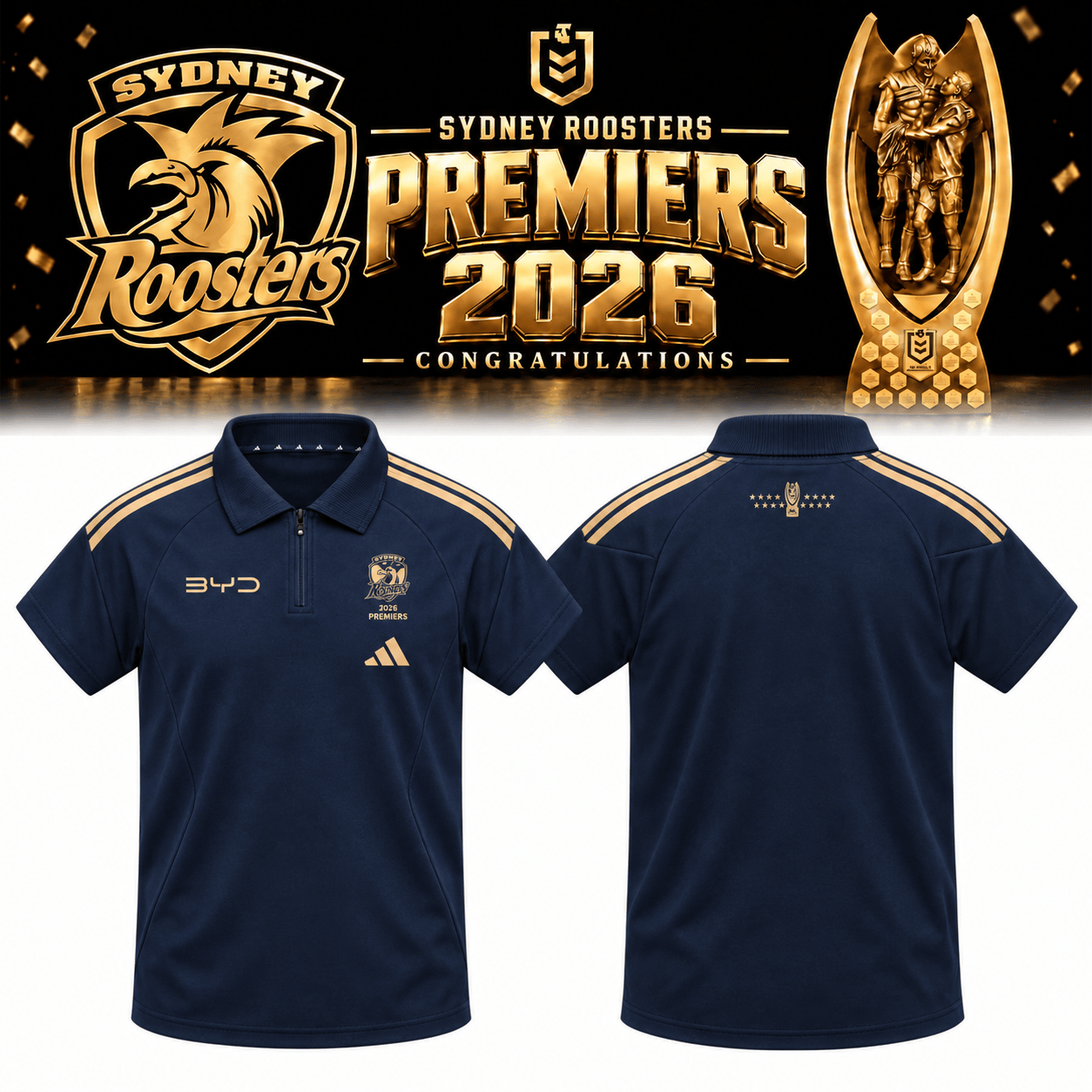 Sydney Roosters NRL 2026 Premiers Polo Shirt Sydney Roosters Clothes Great Gifts For Brothers