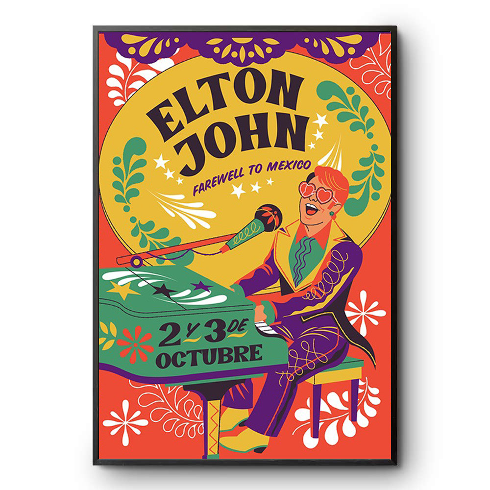 Elton John Merch Farewell To Mexico Event Poster Elton John Concert Poster Gifts Ideas