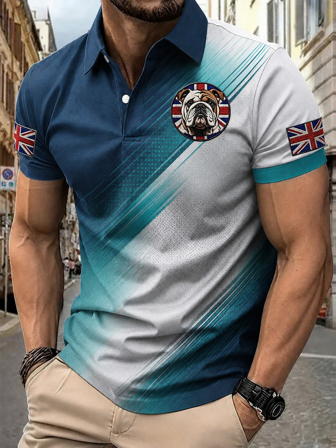 British Bulldog Merch Crest Logo Polo Shirt Retro Clothing Gift For Son