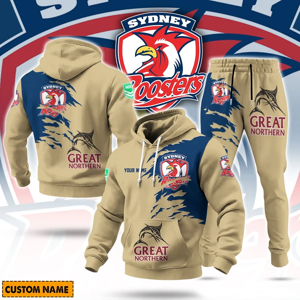 Custom Sydney Roosters X Great Northern Beer Hoodie And Sweatpants Sydney Roosters Clothing Fan Gear