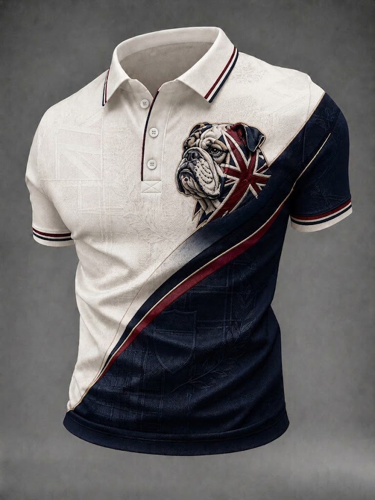 British Bulldog Merch Union Jack Flag Polo Shirt 90s Apparel Gift For Husband