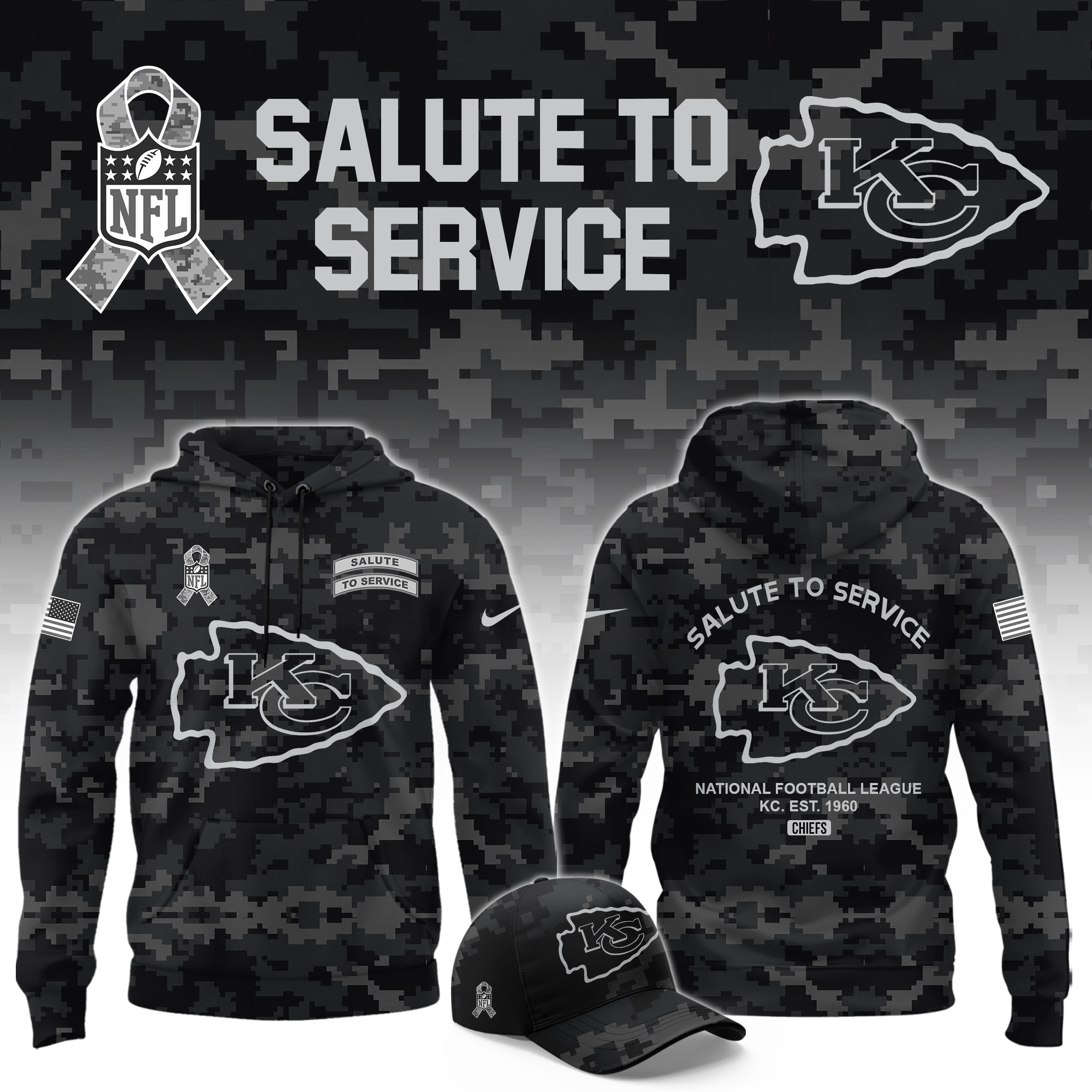 Kansas City Chiefs Merch Salute To Service Hoodie Presents For Chiefs Kingdom 1 - Unicasport Kansas City Chiefs Merch Salute To Service Hoodie Presents For Chiefs Kingdom