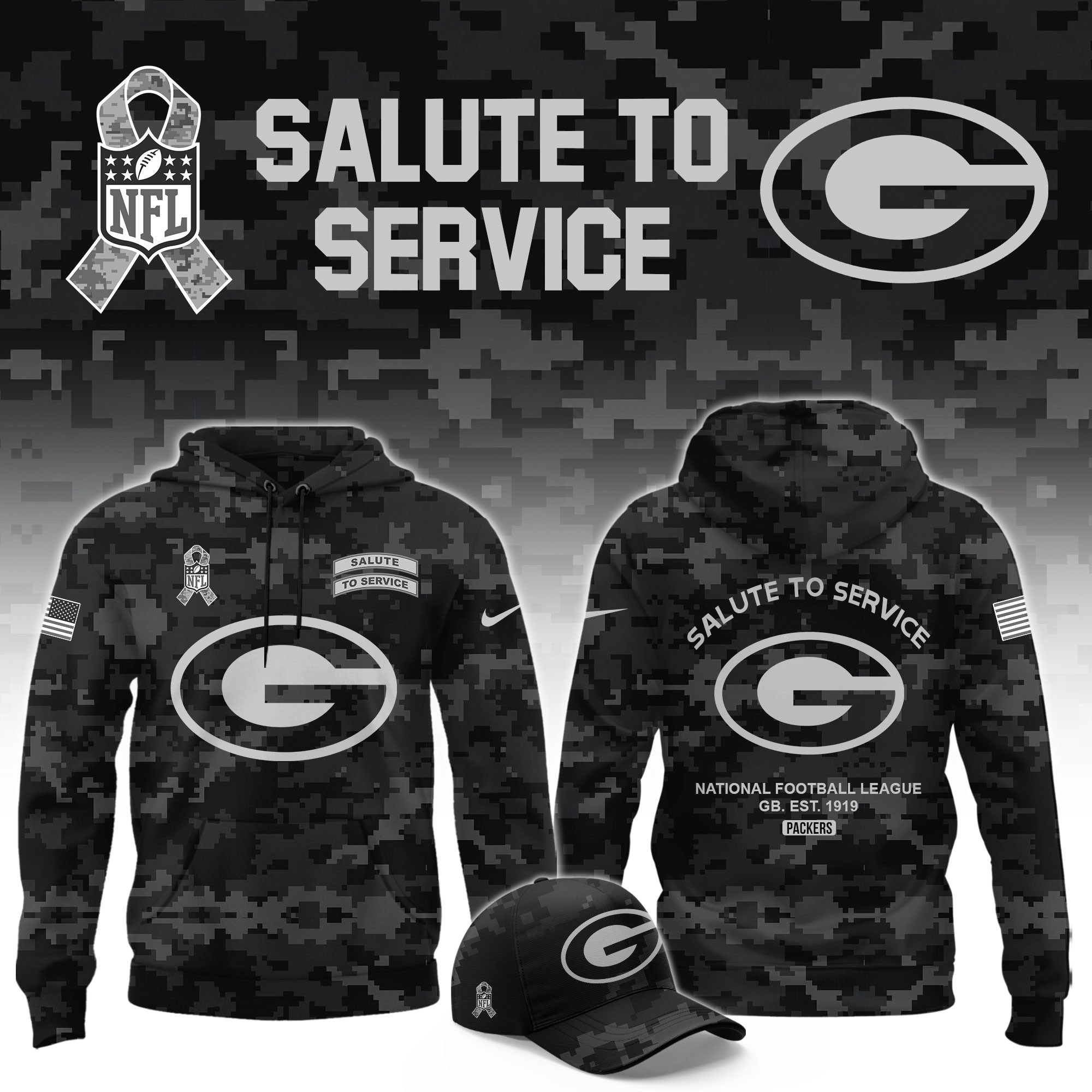 Green Bay Packers Merch Salute To Service Hoodie 2026 Packers Apparel Fan Gear 1 - Unicasport Green Bay Packers Merch Salute To Service Hoodie 2026 Packers Apparel Fan Gear