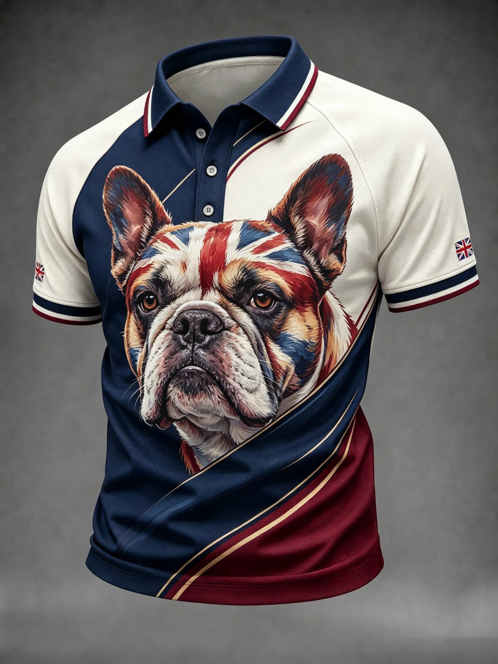 British Bulldog Merch Union Jack Flag Polo Shirt Classic Dog Apparel Gift For Dad