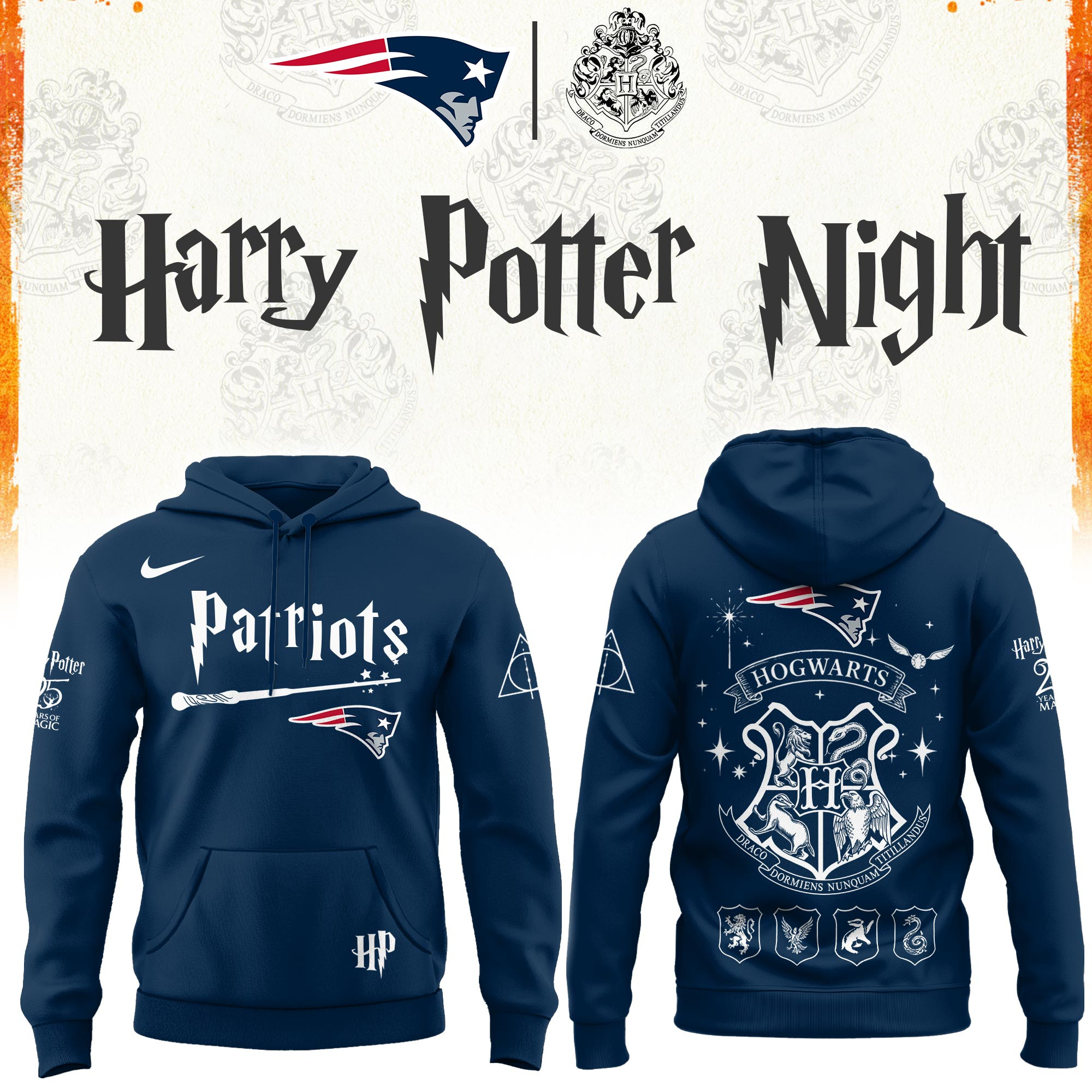 New England Patriots x Harry Potter Night Hoodie NE Patriots Apparel Fan Gear 1 - Unicasport New England Patriots x Harry Potter Night Hoodie NE Patriots Apparel Fan Gear