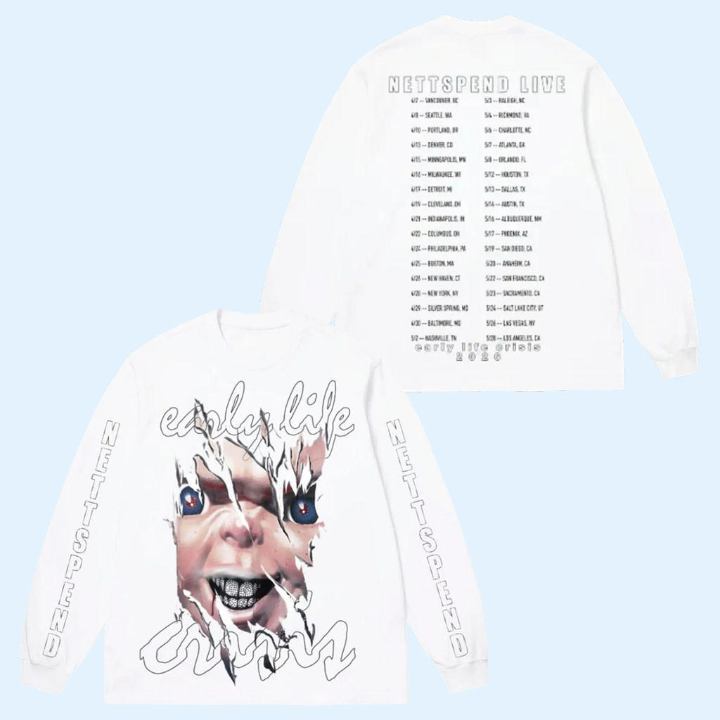 Early Life Crisis Merch Nettspend 2026 Chucky Long Sleeve Shirt Nettspend Tour Merch Fan Gifts 1 - Unicasport Early Life Crisis Merch Nettspend 2026 Chucky Long Sleeve Shirt Nettspend Tour Merch Fan Gifts