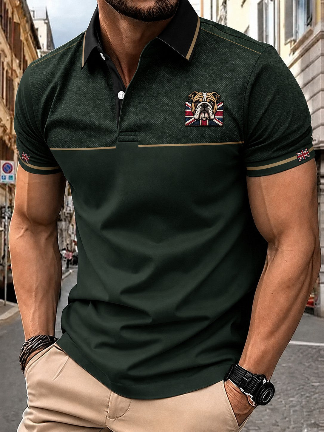 British Bulldog Merch Union Jack Flag Polo Shirt Retro Clothing Gift For Dad