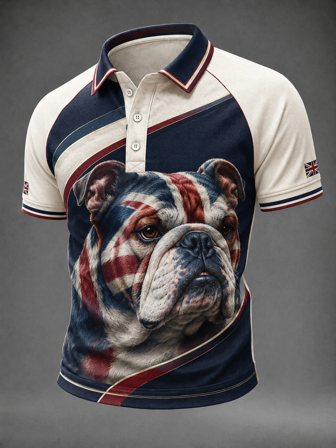British Bulldog Merch Union Jack Flag Polo Shirt Retro Clothing Gift For Son