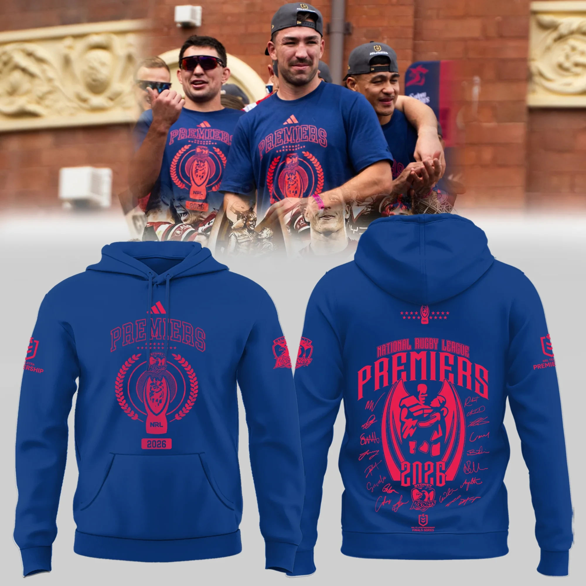 Sydney Roosters NRL Premiers 2026 Hoodie Sydney Roosters Gear Gifts For Rugby Fans