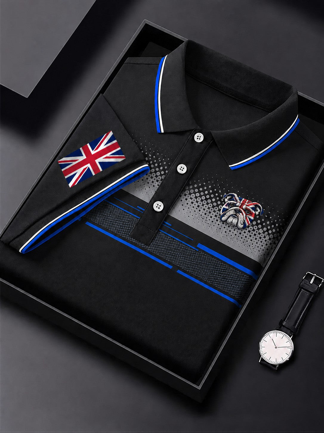British Bulldog Merch Union Jack Flag Polo Shirt Vintage Clothing Gift For Husband