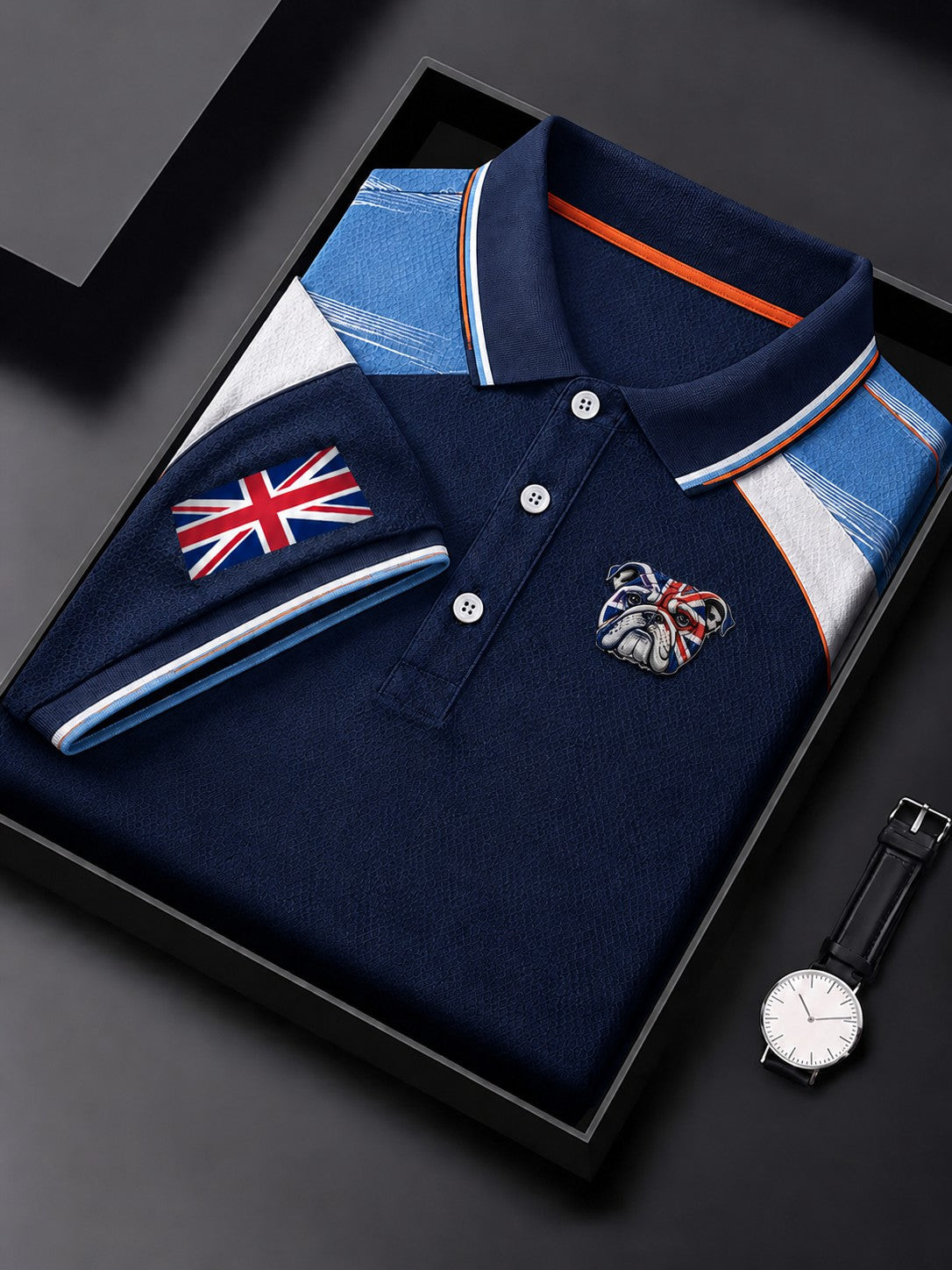 British Bulldog Merch Union Jack Polo Shirt Retro Apparel Gift For Dad Dog