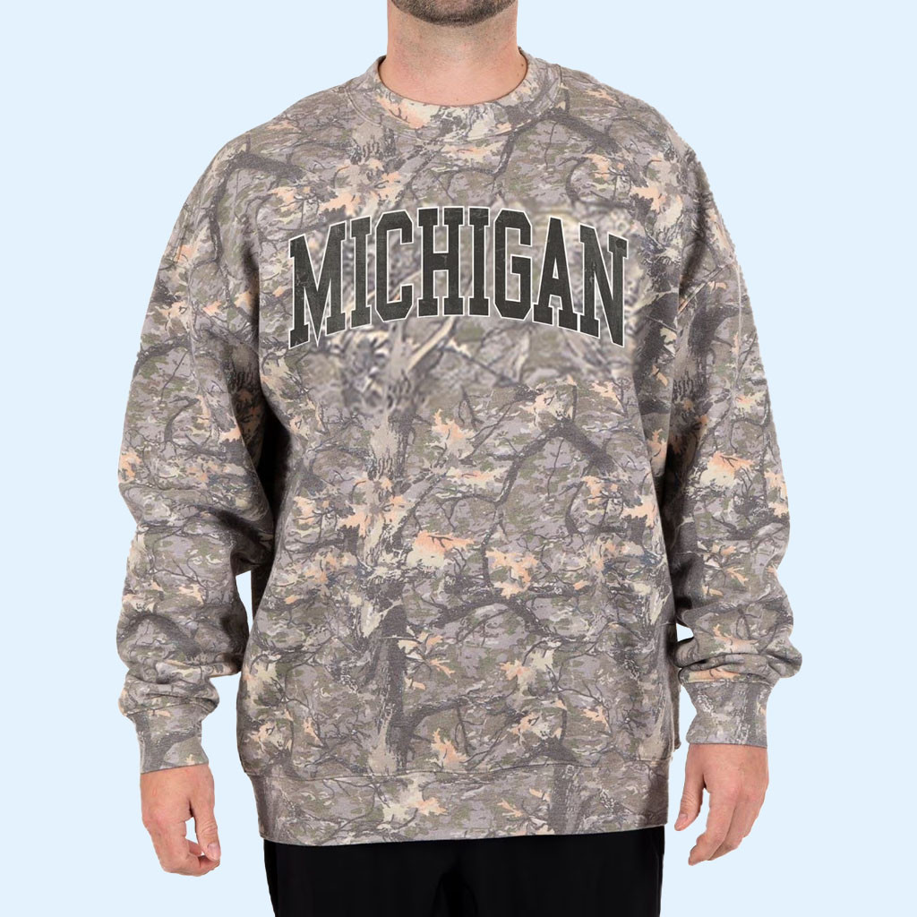 State Of Mine Men's Destination Crewneck Sweatshirt Michigan Camo Sweatshirt Gifts For Him 1 - Unicasport State Of Mine Men's Destination Crewneck Sweatshirt Michigan Camo Sweatshirt Gifts For Him