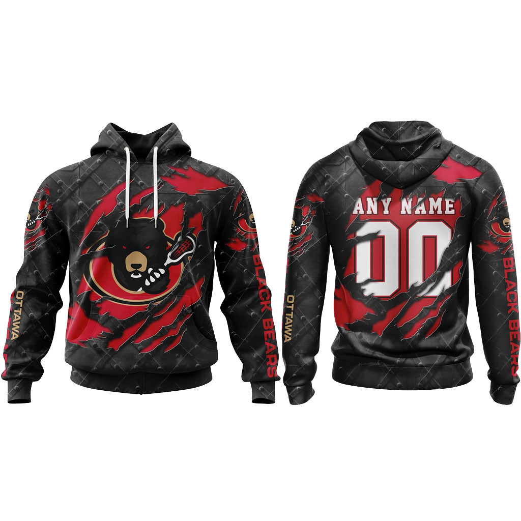 Custom Ottawa Black Bears Black Metal Design Hoodie Black Bears Merch Gifts For Lacrosse Fan 1 - Unicasport Custom Ottawa Black Bears Black Metal Design Hoodie Black Bears Merch Gifts For Lacrosse Fan