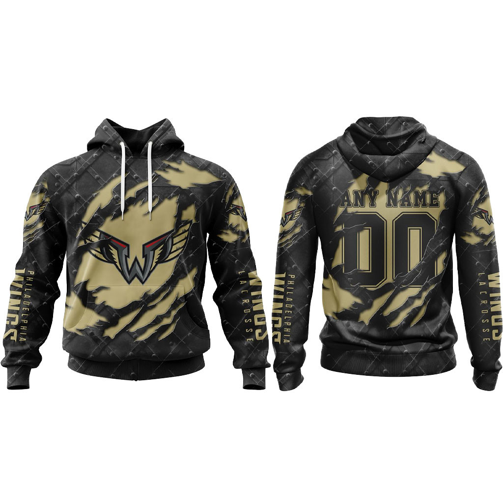 Custom Philadelphia Wings Black Metal Design Hoodie Philadelphia Wings Merch Gifts For Fans