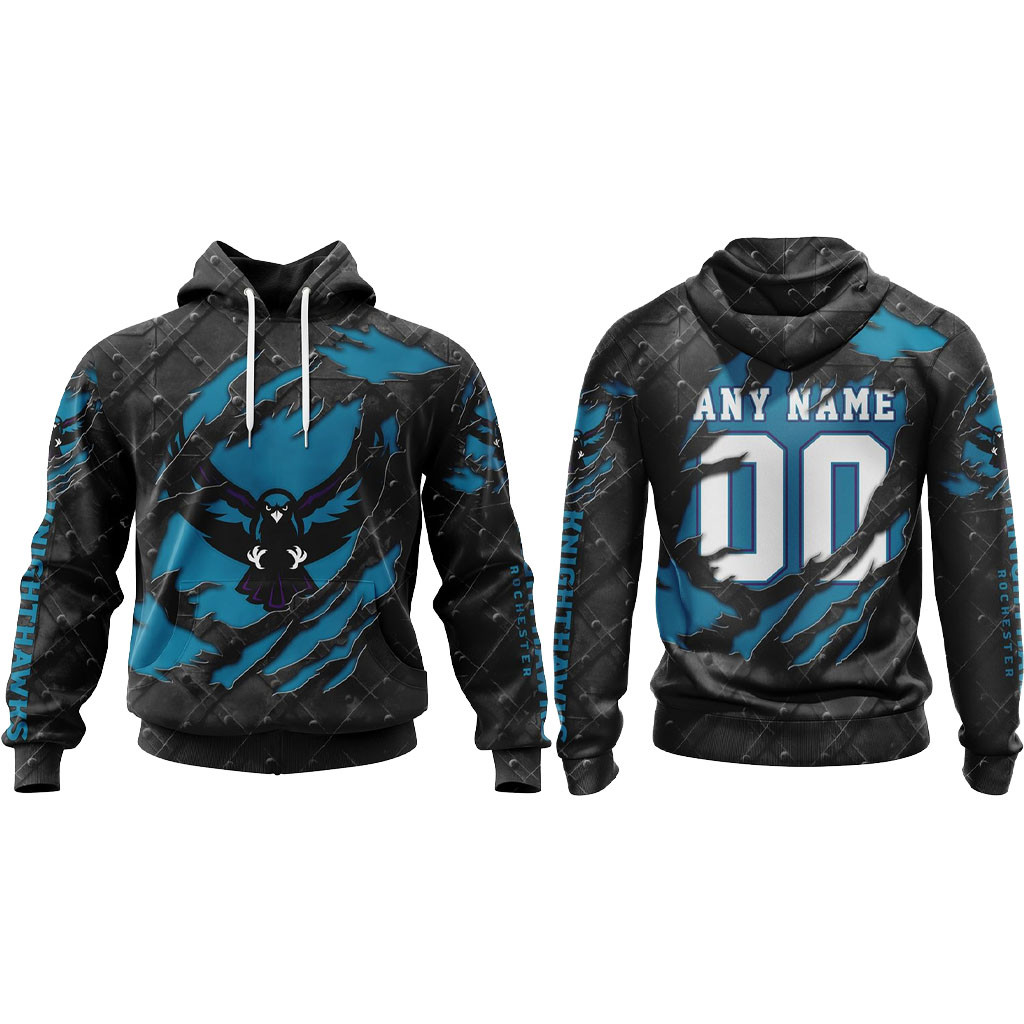 Custom Rochester Knighthawks Black Metal Design Hoodie Knighthawks Merch Gifts For Fans 1 - Unicasport Custom Rochester Knighthawks Black Metal Design Hoodie Knighthawks Merch Gifts For Fans