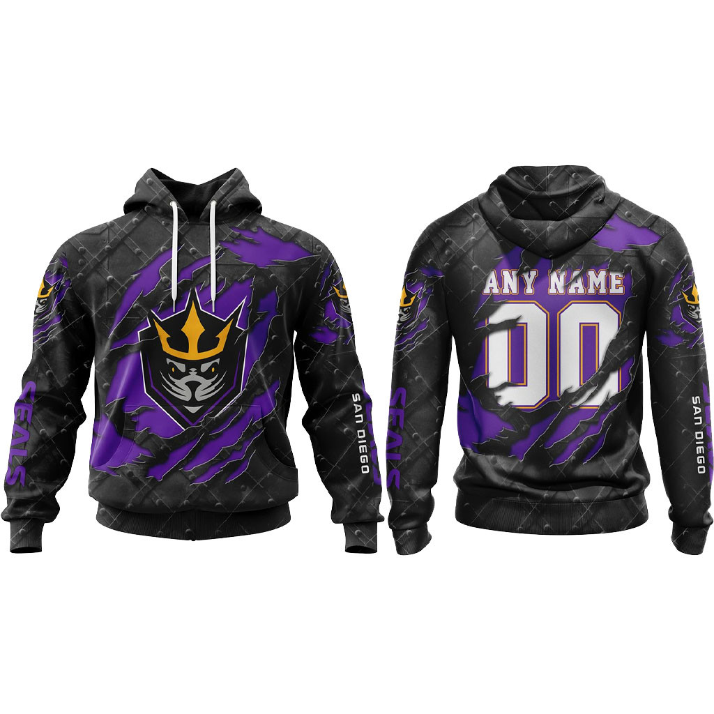 Custom San Diego Seals Black Metal Design Hoodie Diego Seals Merch Gifts For Fans 1 - Unicasport Custom San Diego Seals Black Metal Design Hoodie Diego Seals Merch Gifts For Fans