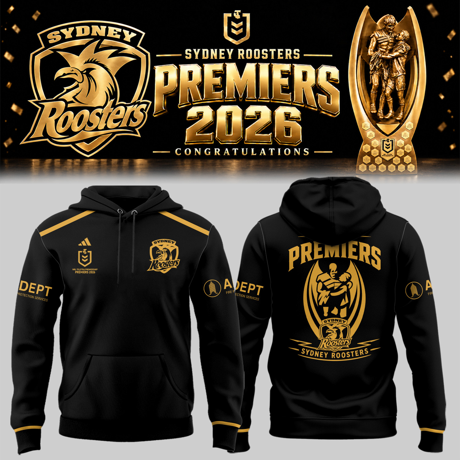 Sydney Roosters NRL 2026 Premiers Hoodie Sydney Roosters Apparel Rugby Lover Gifts 1 - Unicasport Sydney Roosters NRL 2026 Premiers Hoodie Sydney Roosters Apparel Rugby Lover Gifts