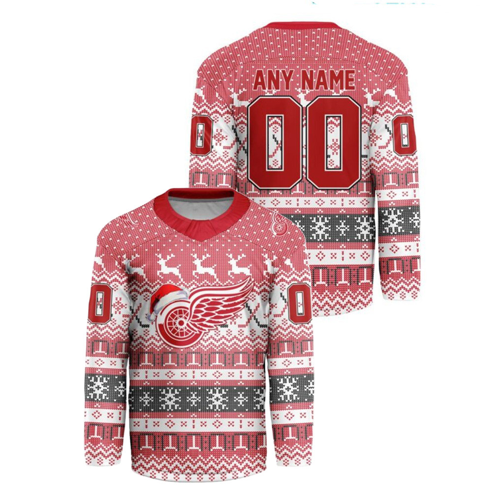 Custom Detroit Red Wings Merch Christmas Hockey Jersey Shirt Hockey Fans Gear 1 - Unicasport Custom Detroit Red Wings Merch Christmas Hockey Jersey Shirt Hockey Fans Gear