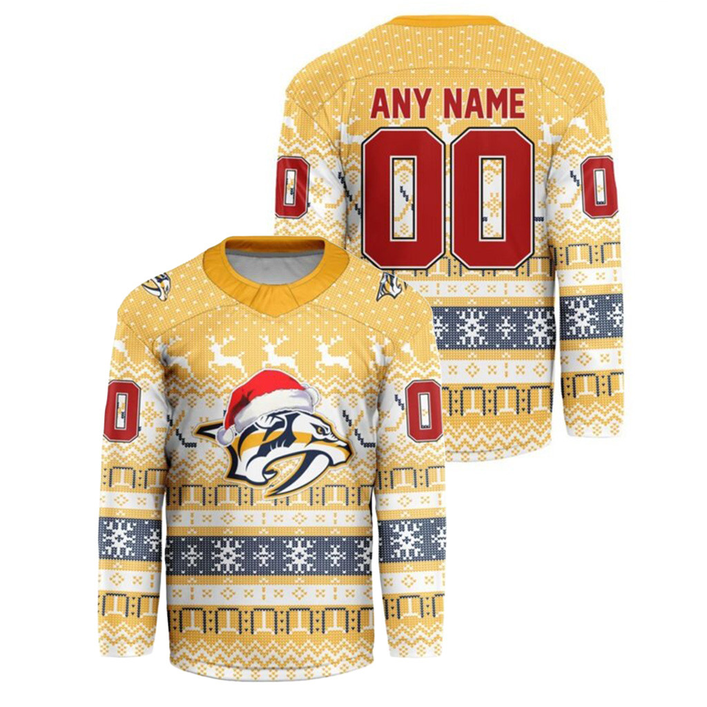 Custom Nashville Predators Merch Christmas Hockey Jersey Shirt Best Hockey Fans Gear 1 - Unicasport Custom Nashville Predators Merch Christmas Hockey Jersey Shirt Best Hockey Fans Gear