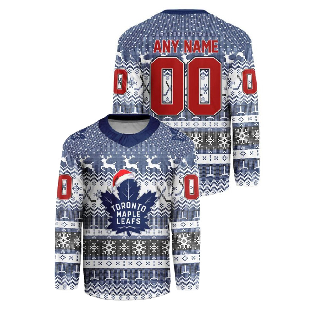 Custom Toronto Maple Leafs Merch Christmas Hockey Jersey Shirt Hockey Fans Gear 1 - Unicasport Custom Toronto Maple Leafs Merch Christmas Hockey Jersey Shirt Hockey Fans Gear