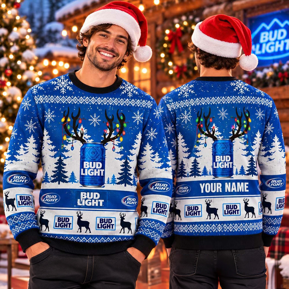 Bud Light Reindeer Can Ugly Christmas Sweater Xmas Gift Ideas For Father 1 - Unicasport Bud Light Reindeer Can Ugly Christmas Sweater Xmas Gift Ideas For Father