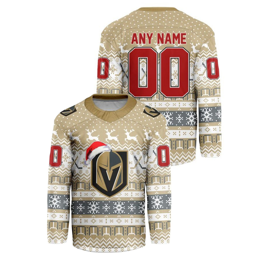 Custom Vegas Golden Knights Merch Christmas Hockey Jersey Shirt Hockey Fans Gear 1 - Unicasport Custom Vegas Golden Knights Merch Christmas Hockey Jersey Shirt Hockey Fans Gear