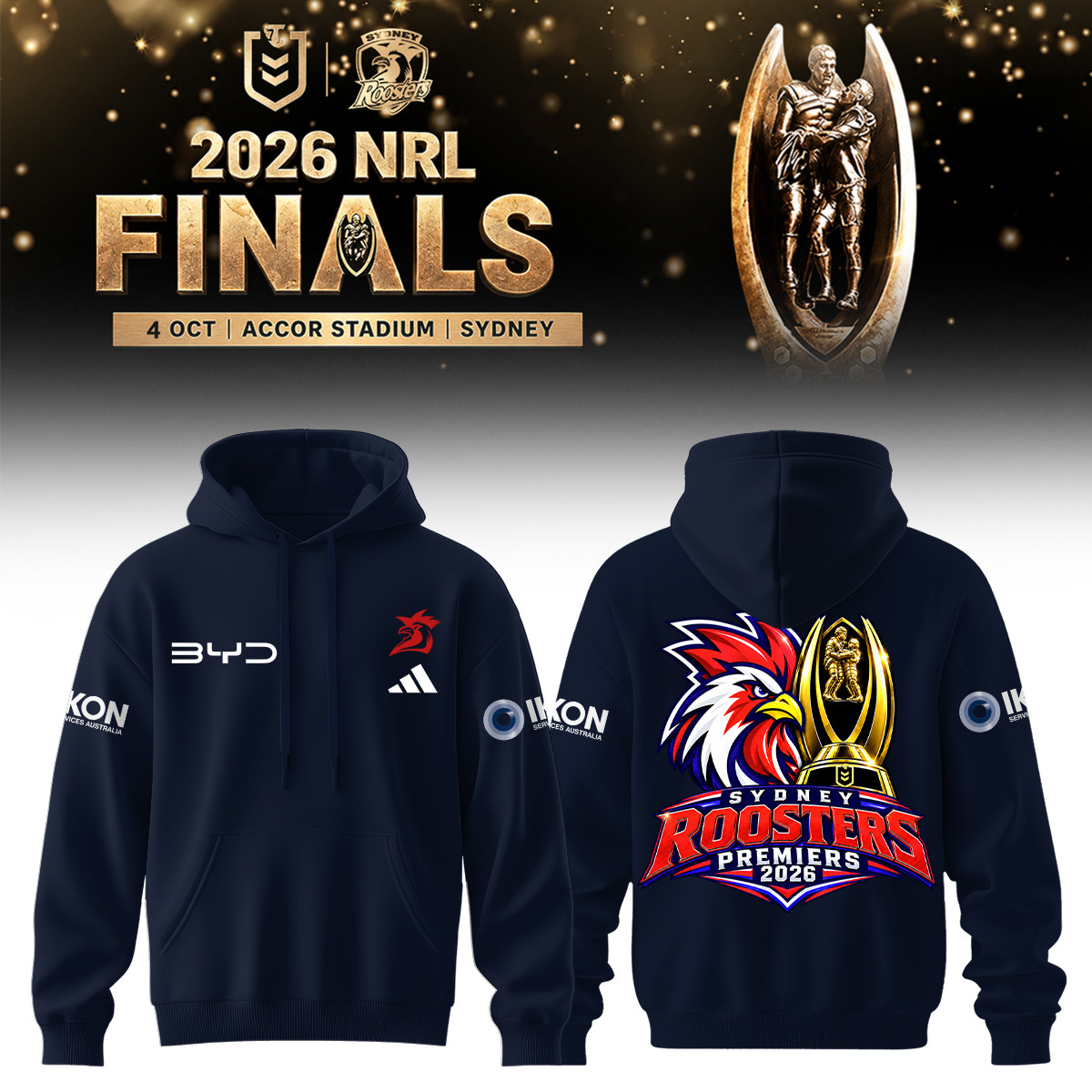 Sydney Roosters NRL 2026 Premiers Hoodie Sydney Roosters Hooded Sweatshirt Best Fan Gear 1 - Unicasport Sydney Roosters NRL 2026 Premiers Hoodie Sydney Roosters Hooded Sweatshirt Best Fan Gear